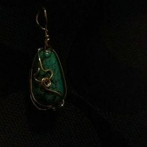 One of a kind wire wrapped stone pendant
